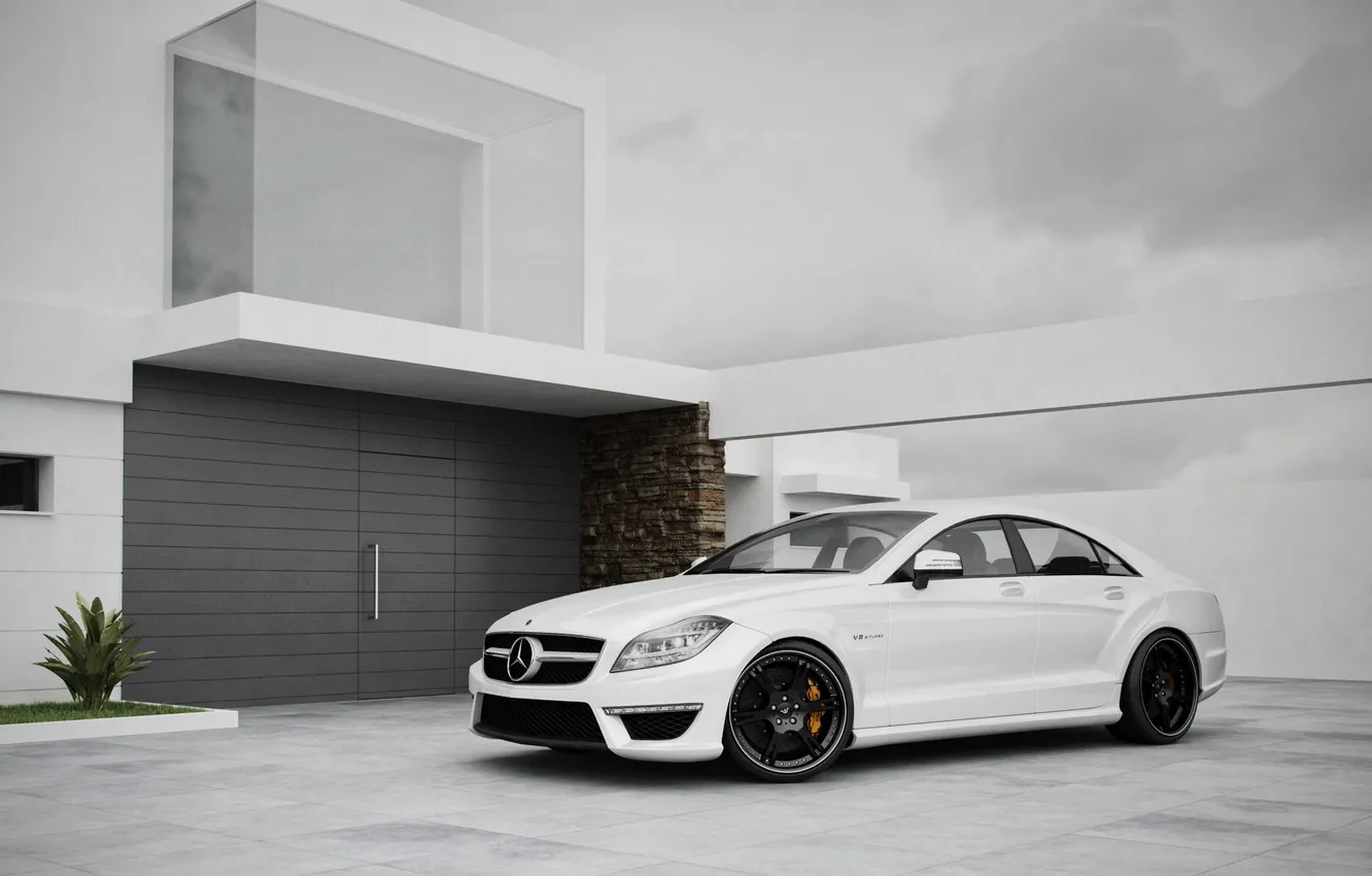 Photo wallpaper white, tuning, Mercedes-Benz, Mercedes, AMG, CLS63