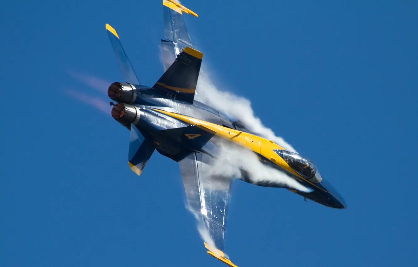 Photo wallpaper aviation, the plane, smoke, Hornet, F-18