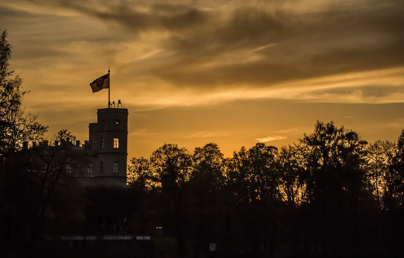 Photo wallpaper sunset, Palace, Gatchina