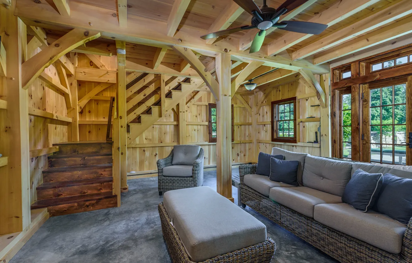 Photo wallpaper interior, ladder, living room, ranch