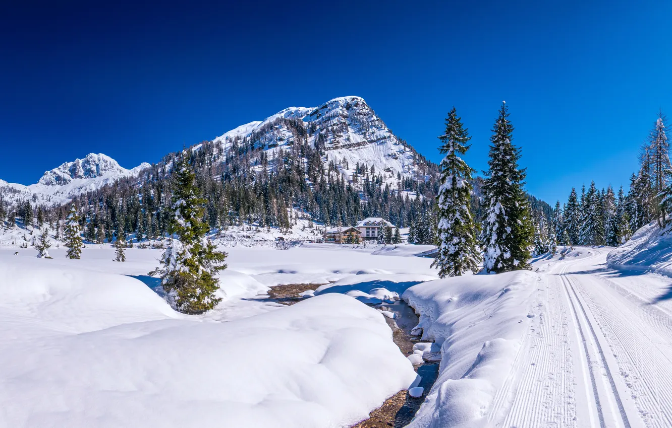 Photo wallpaper Mountains, Snow, Italy, Landscape