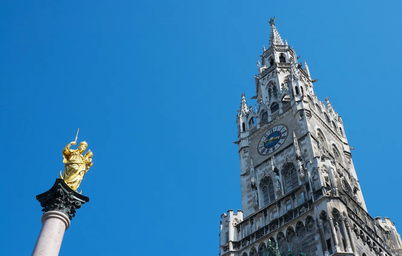 Photo wallpaper tower, Germany, Munich, town hall