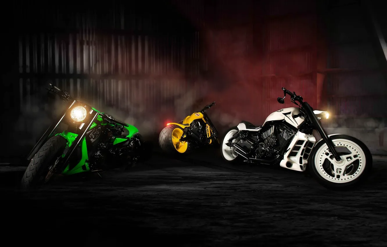 Photo wallpaper Green, White, Yellow, Bike, Sport, Motorcycles, NLC