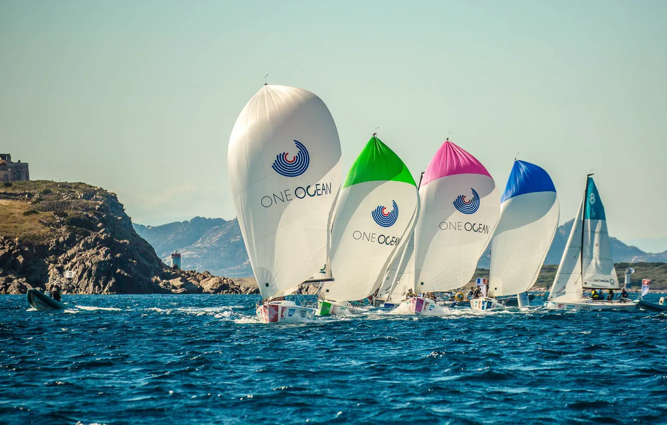 Photo wallpaper sea, coast, sport, yacht, sail, regatta, One Ocean SAILING Champions, perfect weather for day