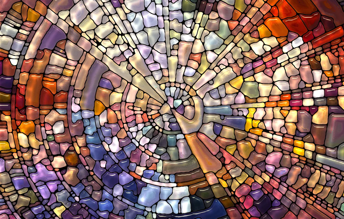 Photo wallpaper mosaic, abstraction, pattern, stained glass, colorful