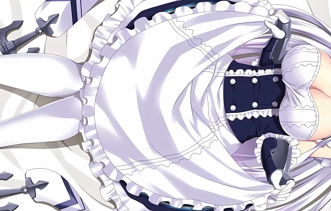 Photo wallpaper widescreen, girl, sexy, cleavage, long hair, dress, boobs, anime