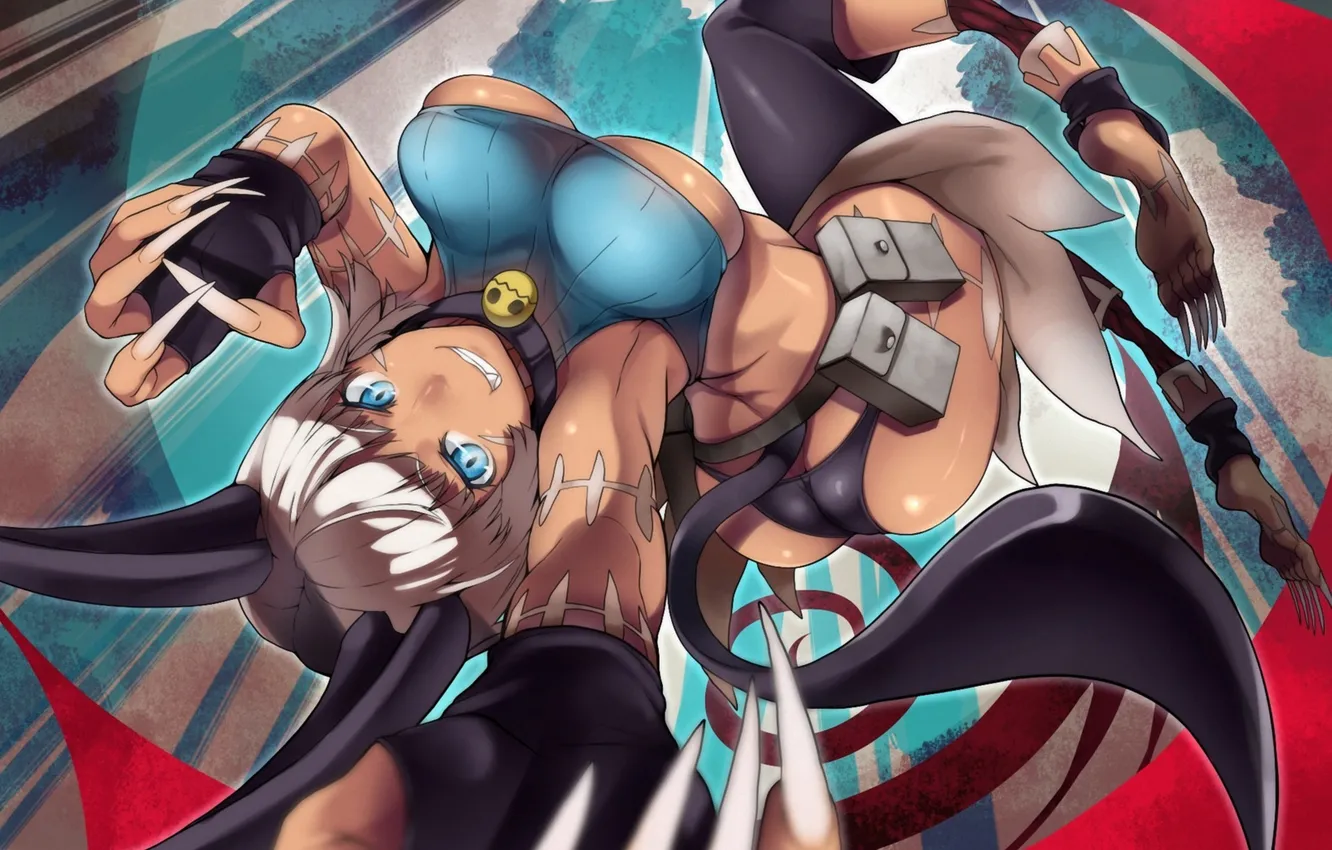 Photo wallpaper chest, girl, movement, art, costume, smiley, nadia fortune, Skullgirls