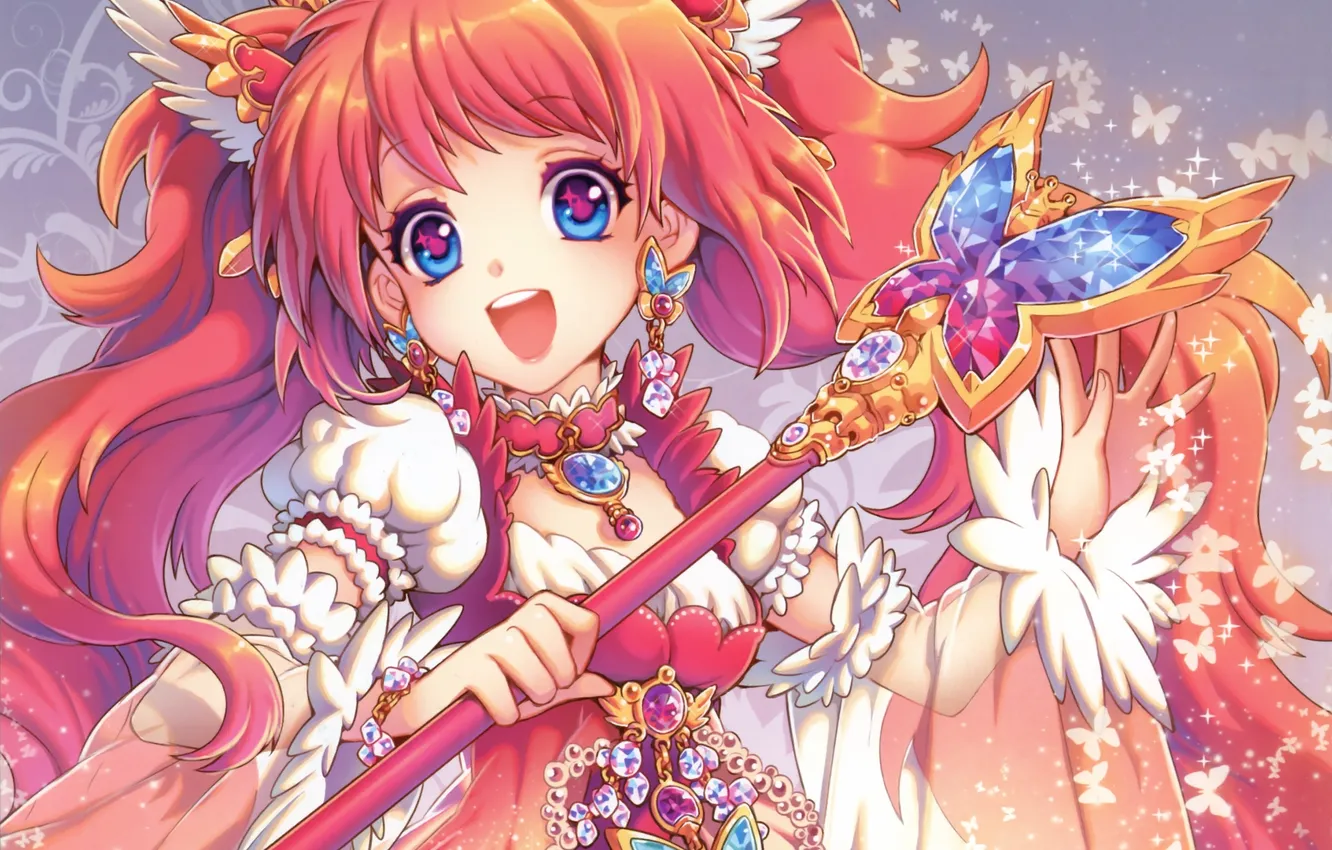 Photo wallpaper girl, joy, butterfly, wings, anime, art, rod, nardack