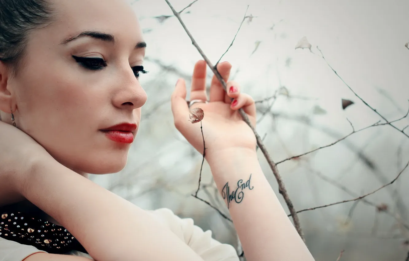 Photo wallpaper girl, tattoo, The End