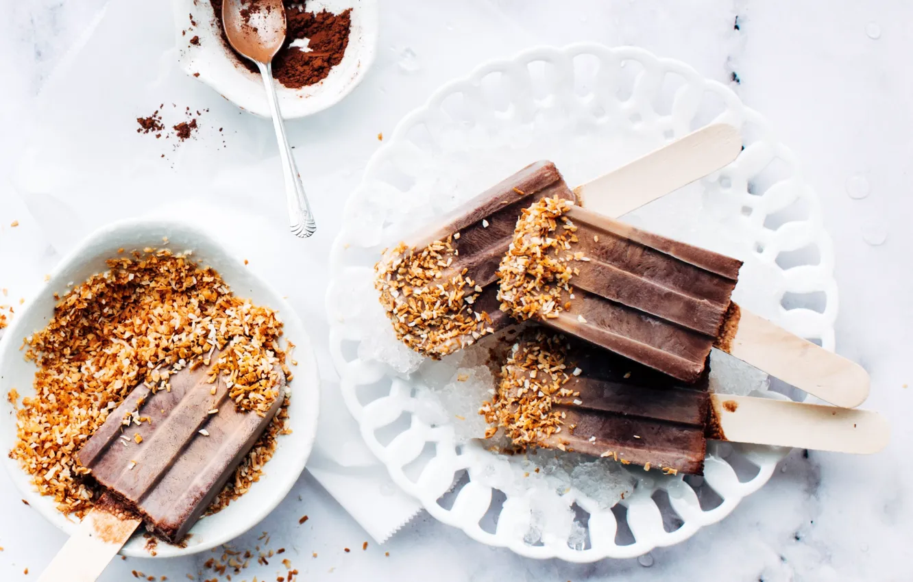 Photo wallpaper chocolate, ice cream, nuts, dessert