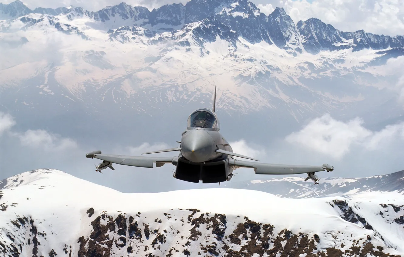 Photo wallpaper flight, mountains, fighter, multipurpose, Eurofighter Typhoon