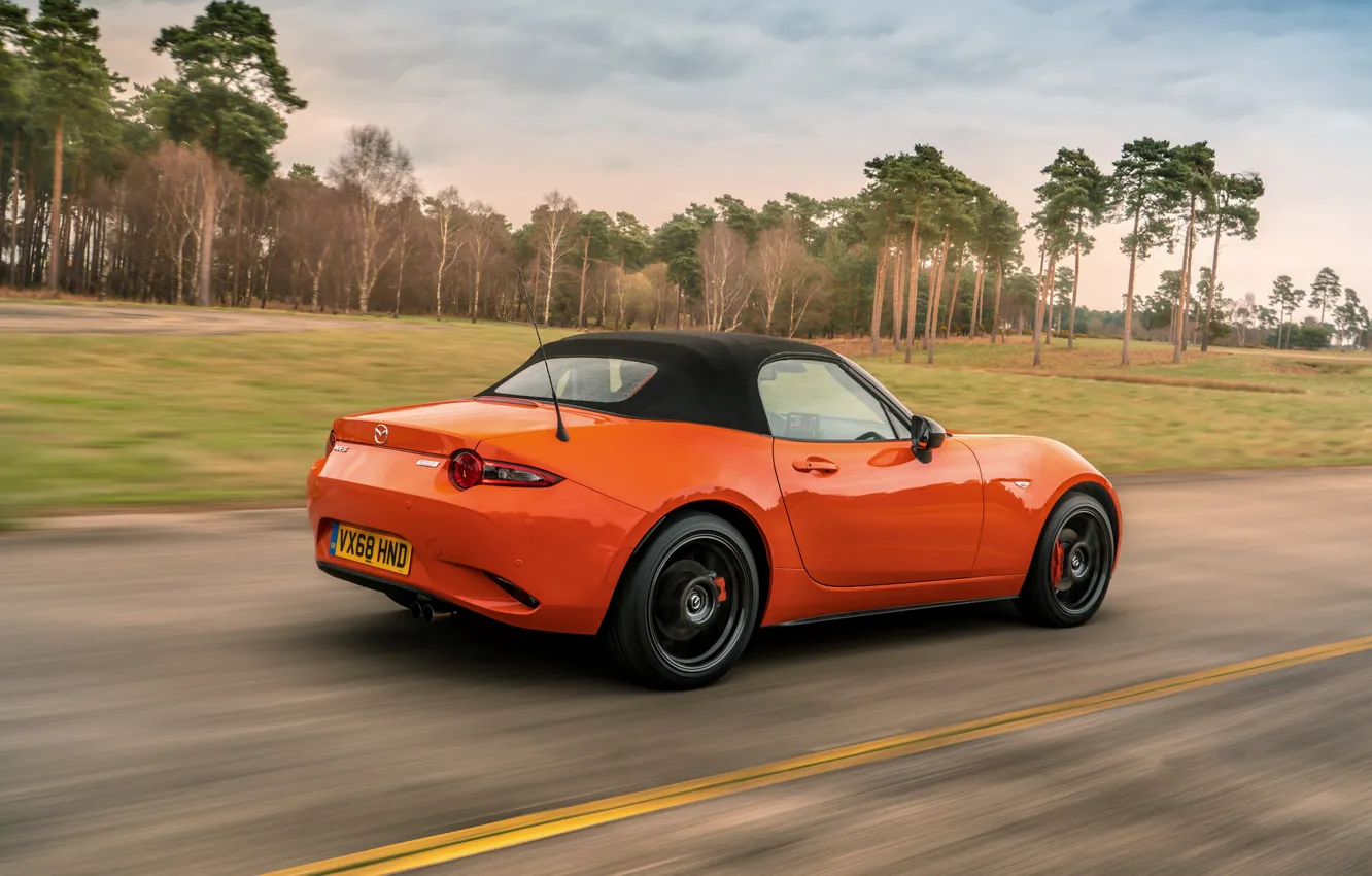 Photo wallpaper orange, Mazda, Roadster, MX-5, 30th Anniversary Edition, the soft top, 2019