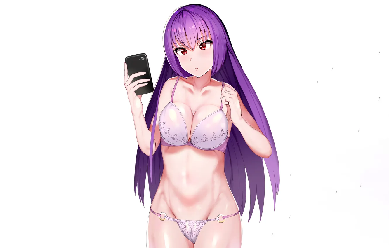 Photo wallpaper girl, sexy, lingerie, bra, cleavage, panties, long hair, boobs