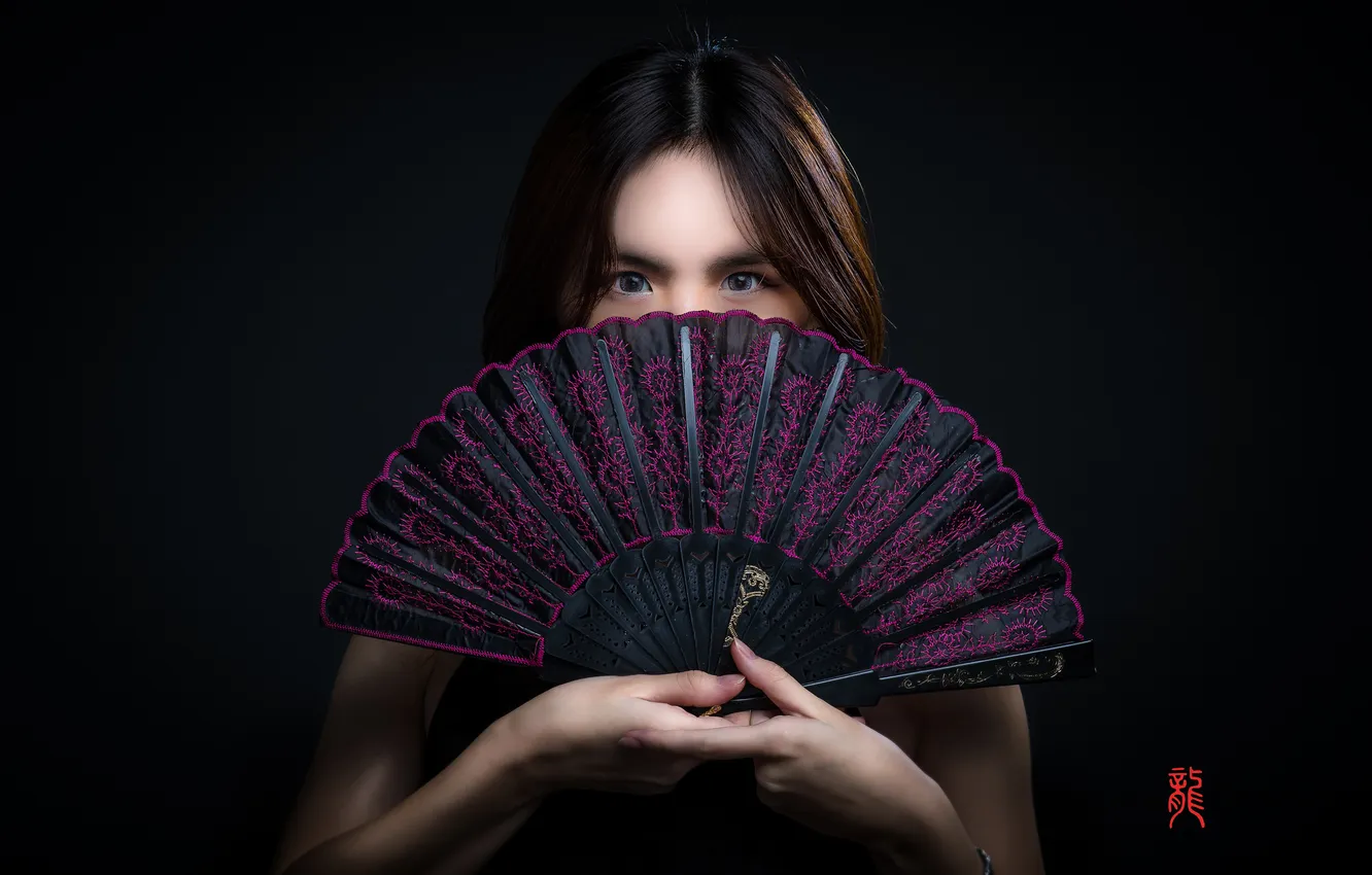 Photo wallpaper look, girl, fan