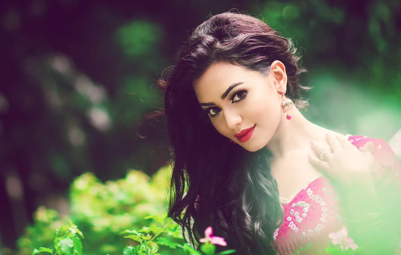 Photo wallpaper look, girl, model, hair, TV presenter, bokeh, actress, Nusraa You Faria