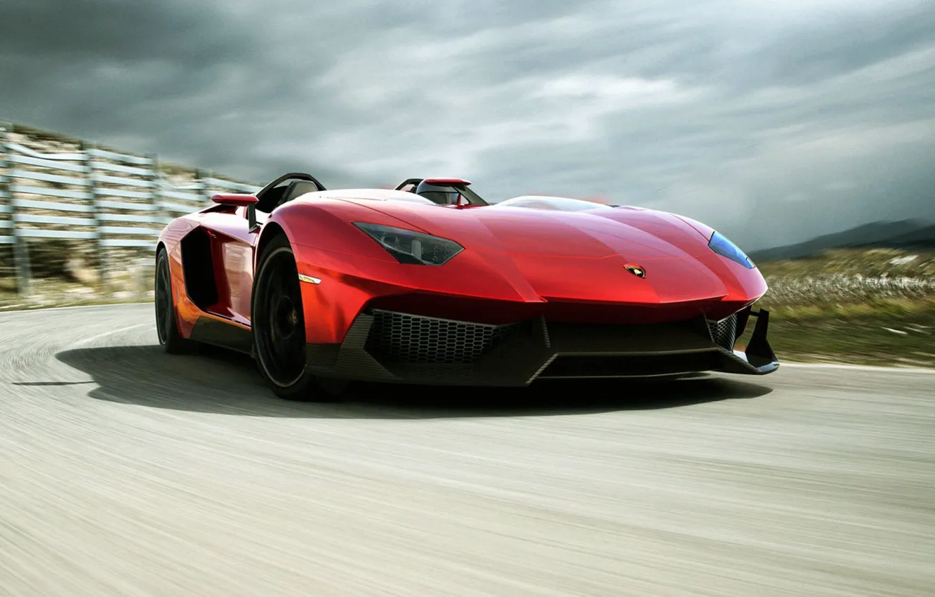 Photo wallpaper car, Lamborghini, red, Aventador, super car, Lamborghini Aventador J