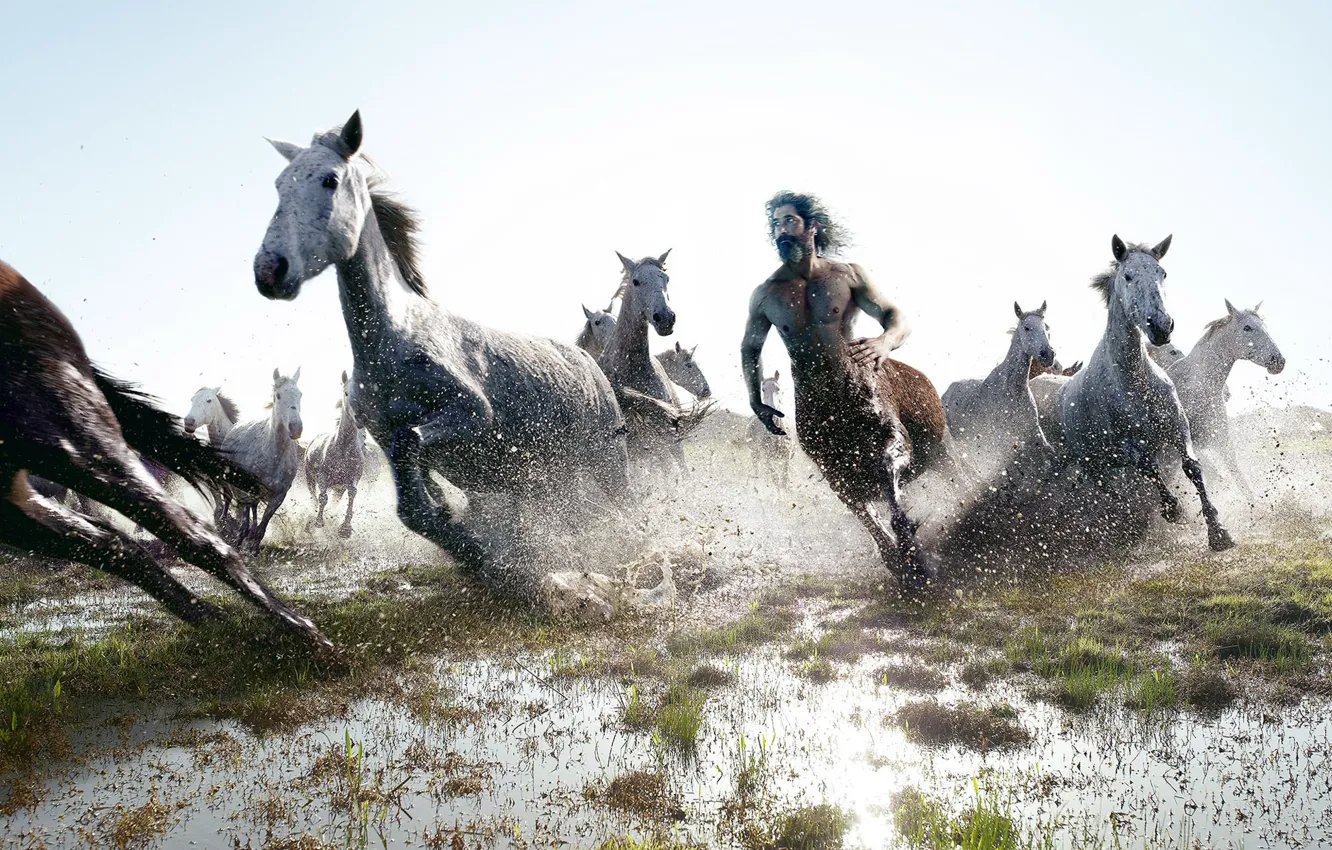 Photo wallpaper running, Horse, centaur