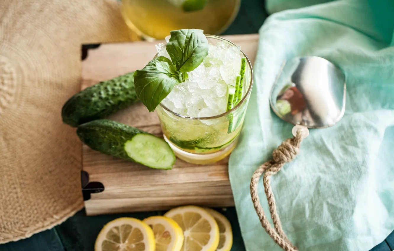 Photo wallpaper lemon, ice, citrus, drink, mint