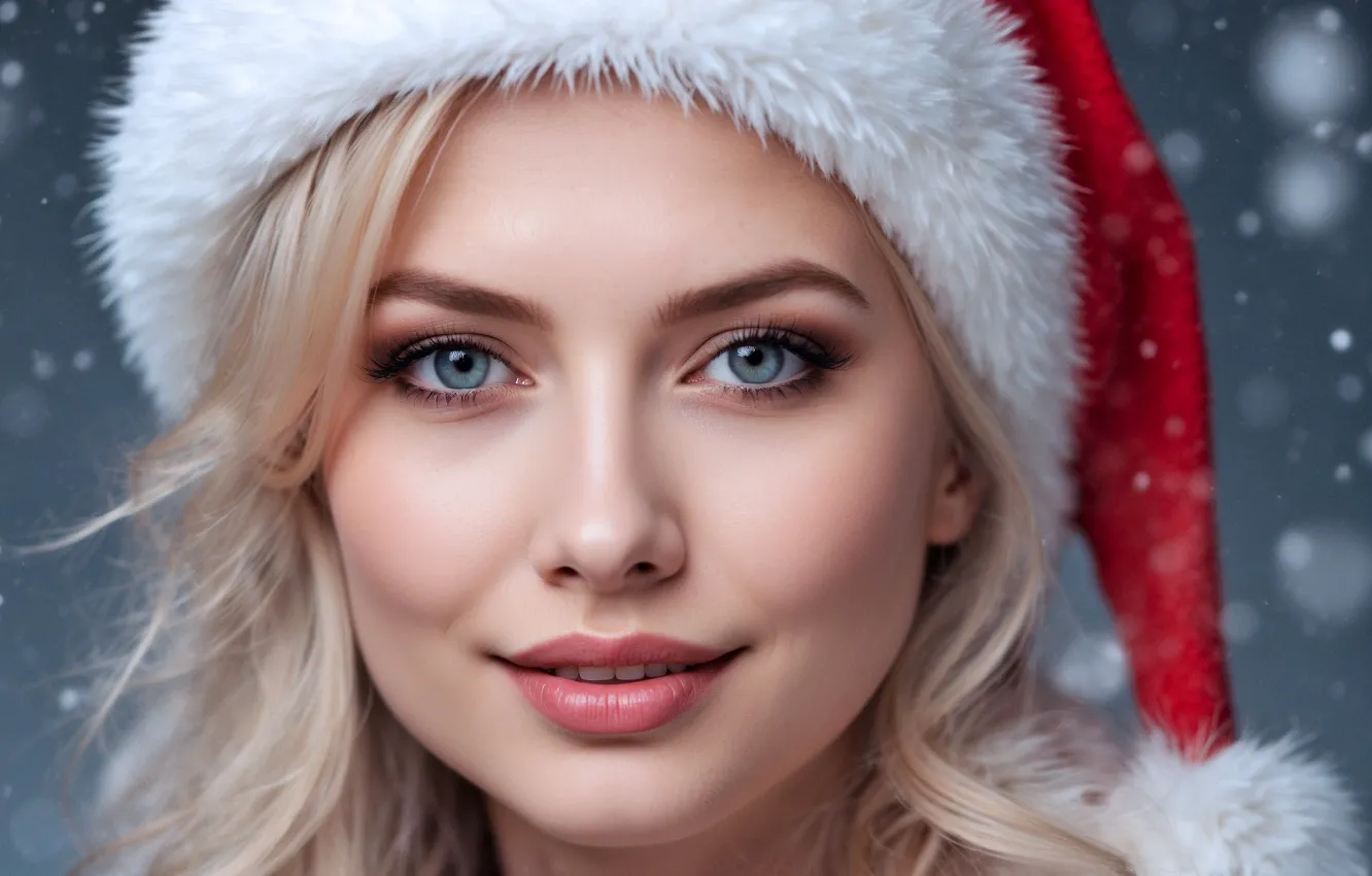 Photo wallpaper winter, look, girl, snow, close-up, smile, new year, portrait