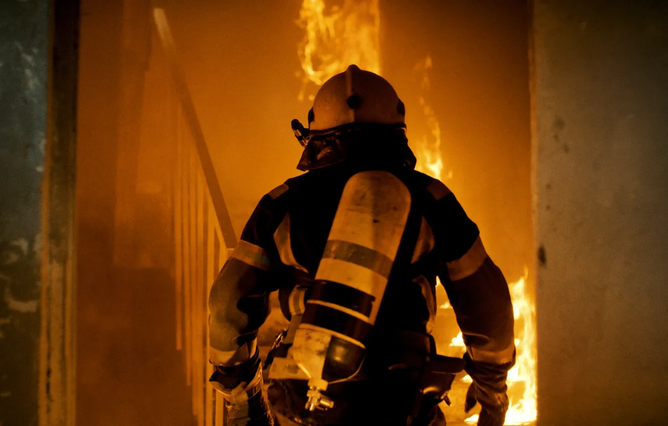 Photo wallpaper lights, Wallpaper, fire, fire fighter