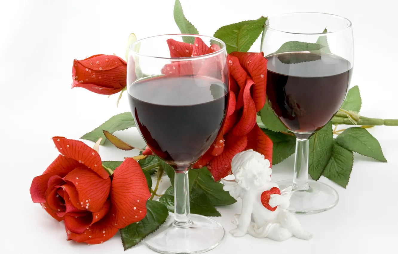 Photo wallpaper red, photo, wine, glass, food, roses