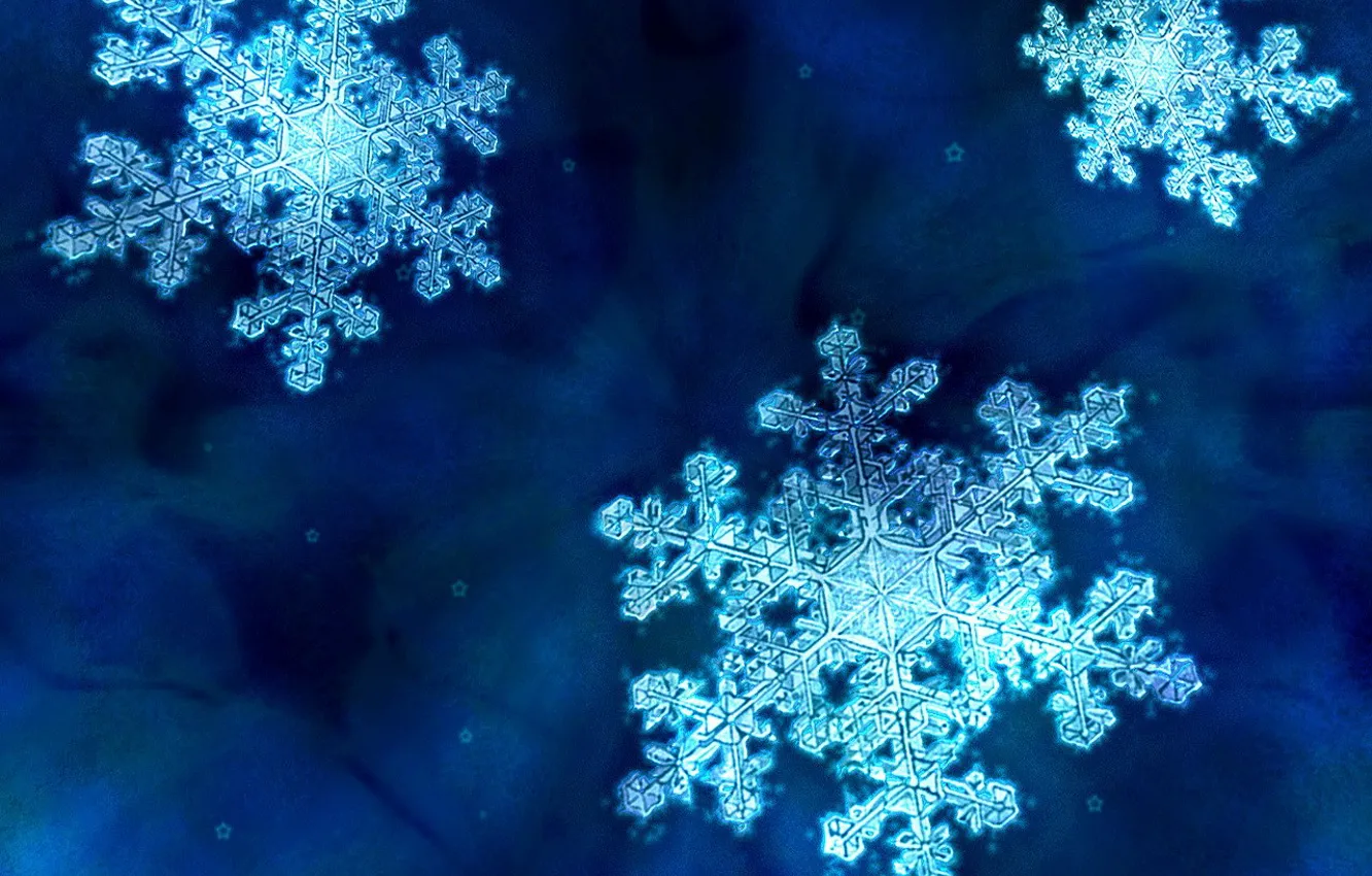 Photo wallpaper blue, Snowflakes