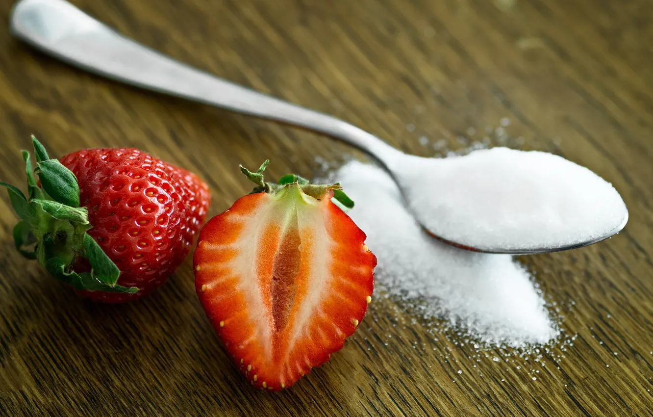 Photo wallpaper berries, strawberry, sugar, strawberry