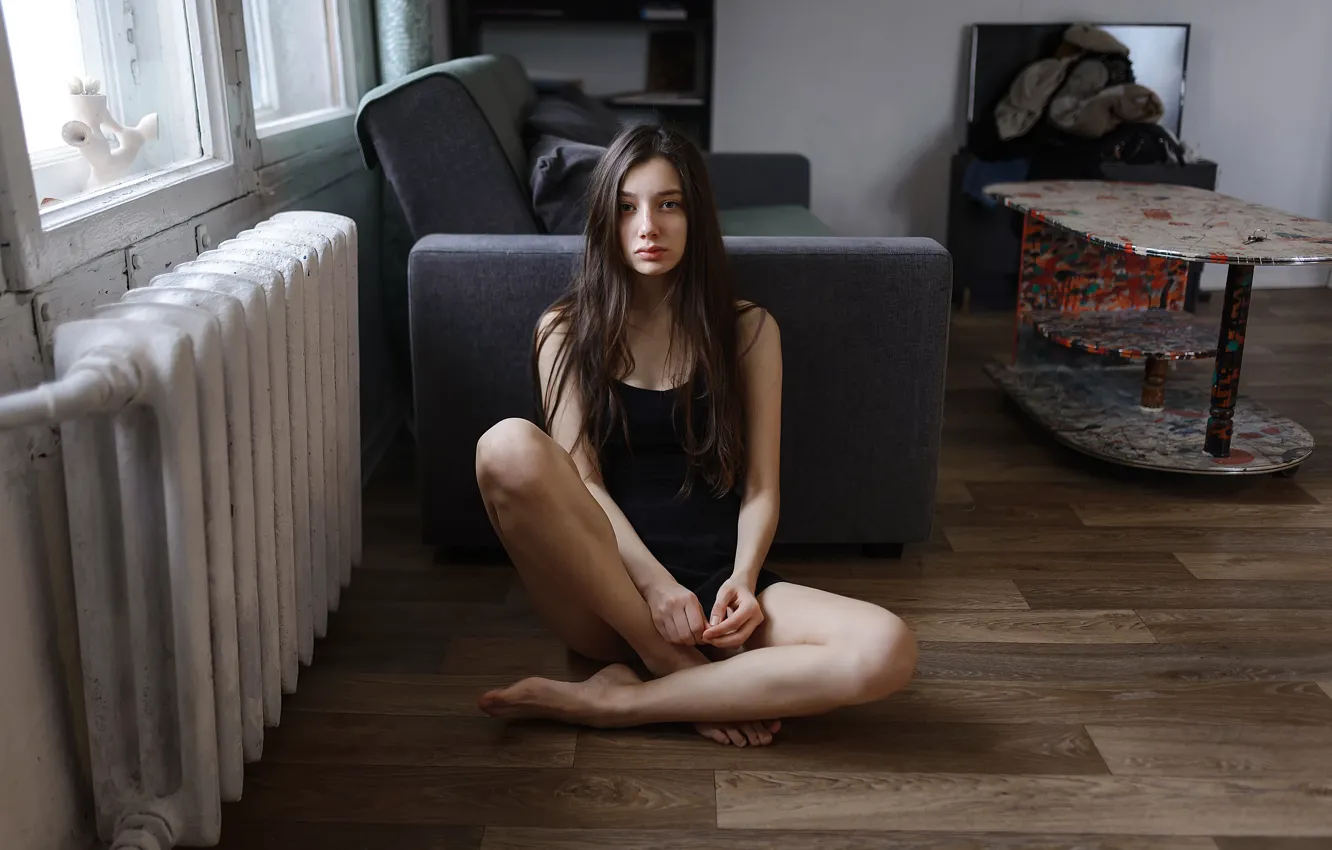 Photo wallpaper room, freckles, legs, sponge, Aleks Five