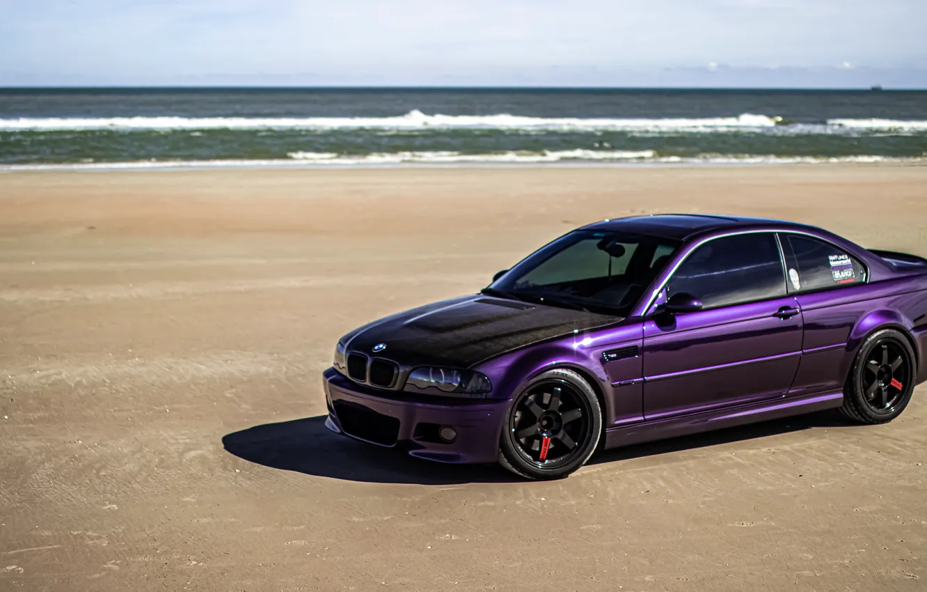 Photo wallpaper BMW, Purple, Coupe, E46, Sea