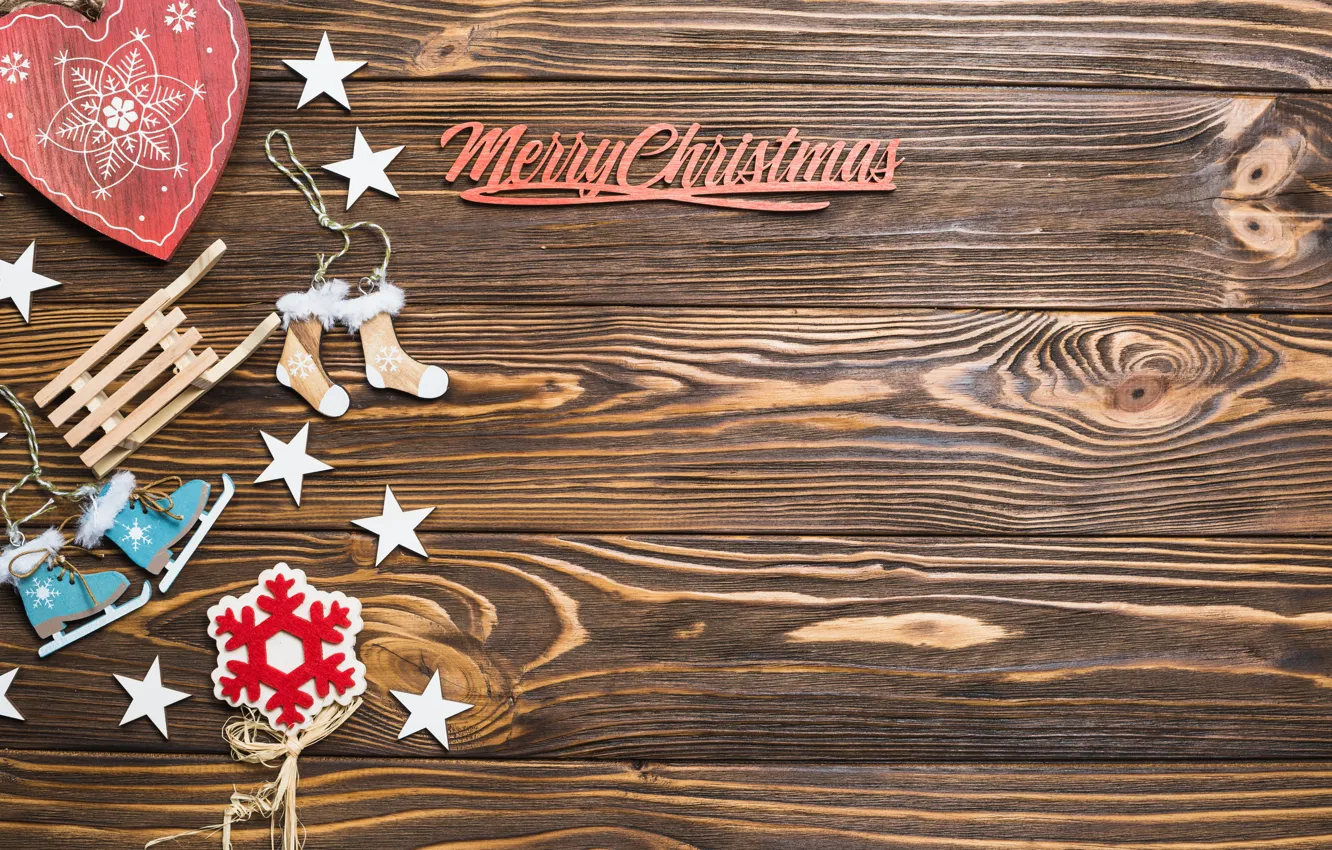 Photo wallpaper holiday, space, Christmas, with, decor, decoration