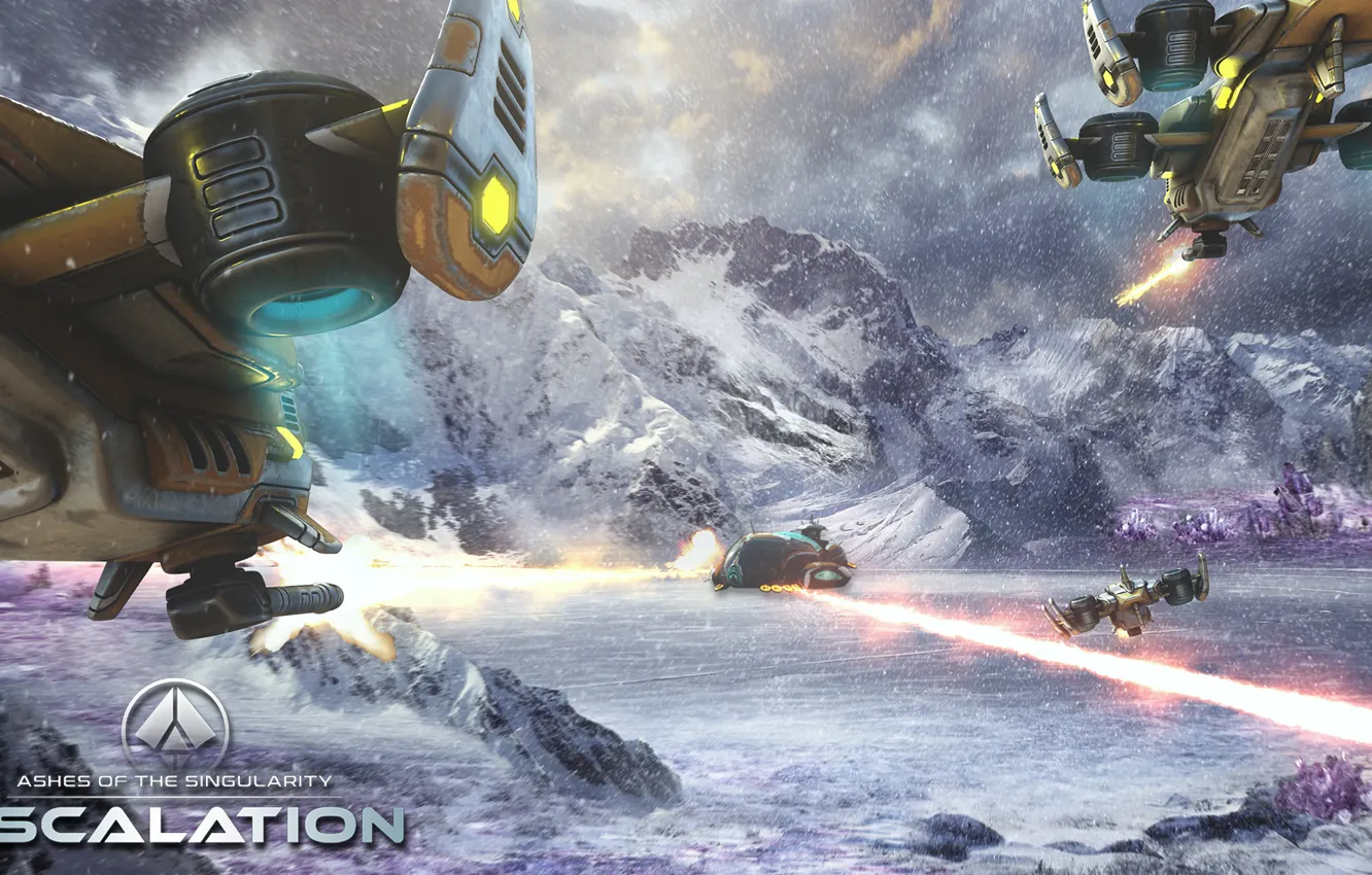 Photo wallpaper snow, mountains, attack, Fahes of the Singularity, Escalation