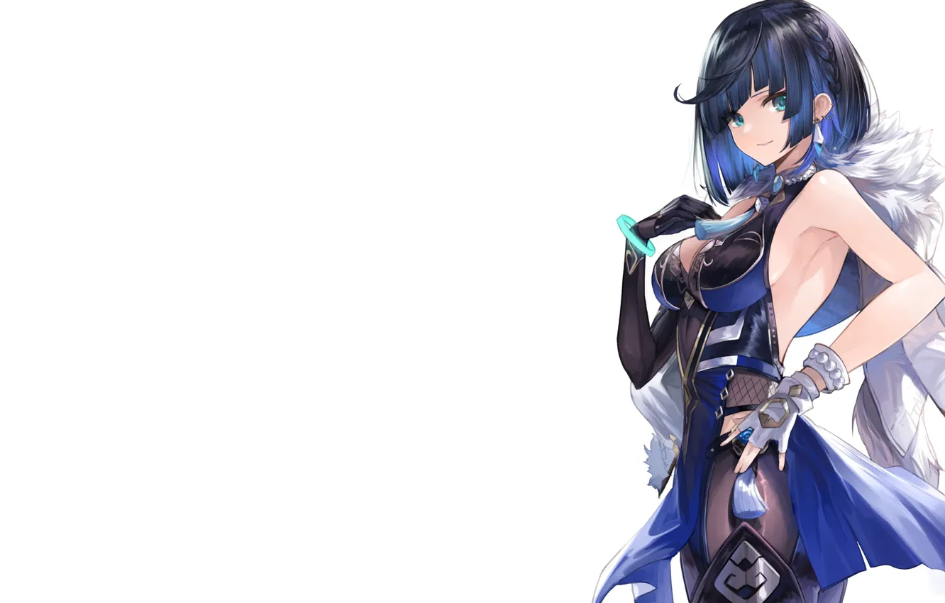 Photo wallpaper girl, hot, sexy, boobs, blue, anime, pretty, babe