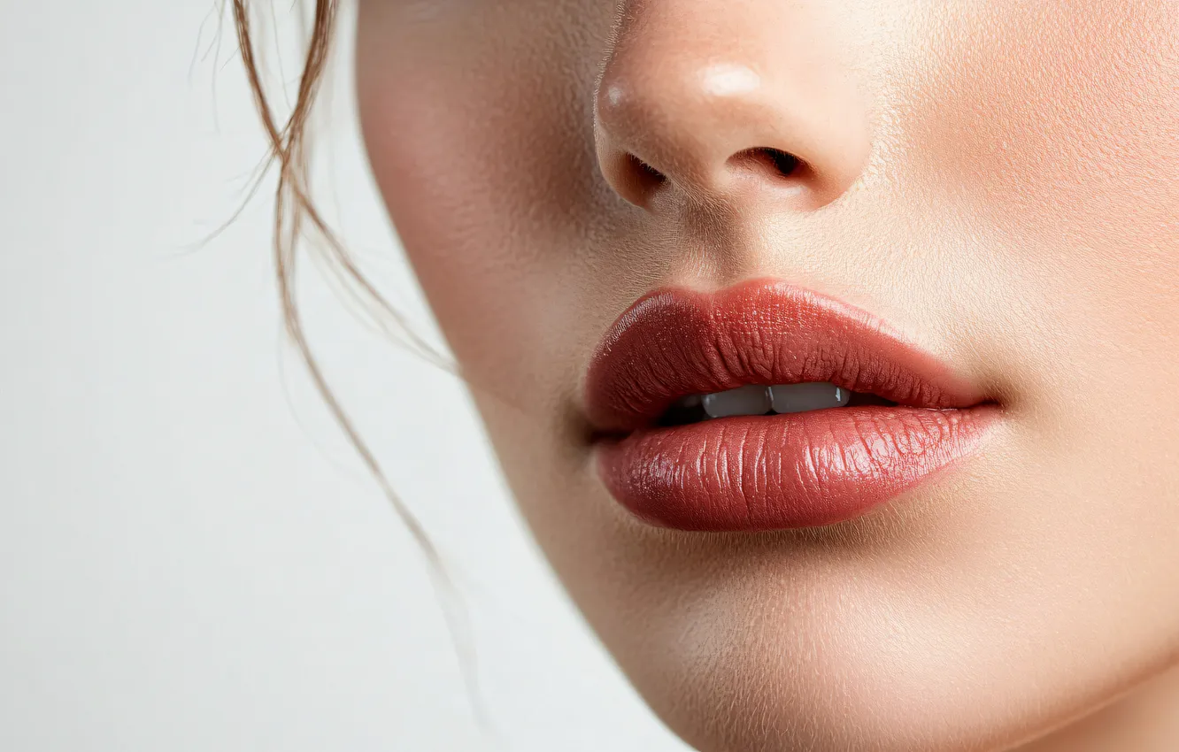 Photo wallpaper girl, freshness, face, makeup, lips, AI art, neural network