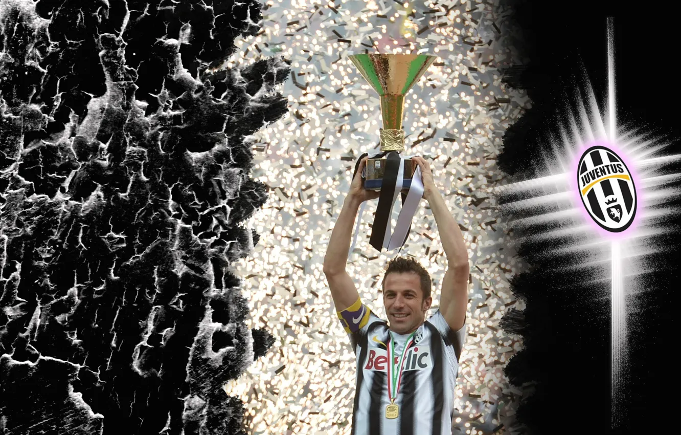 Photo wallpaper black, Italy, cup, football, Juventus, Juve, Alessandro Del Piero, Black and hite