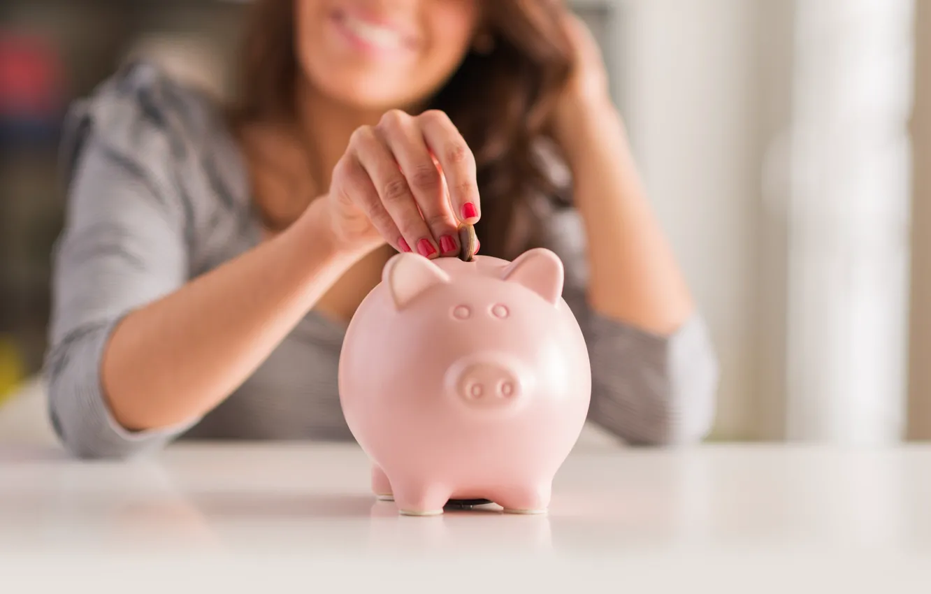 Photo wallpaper coins, purse, savings