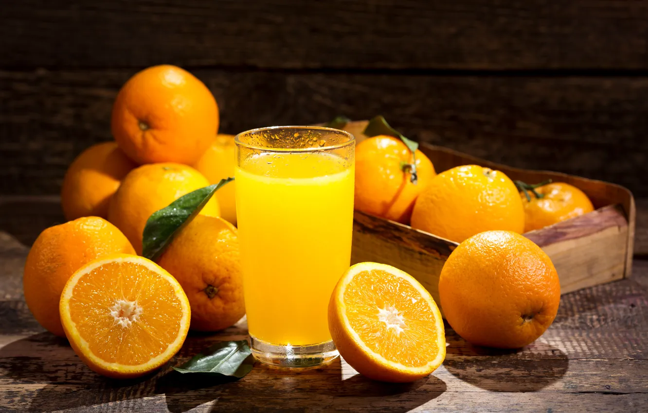 Photo wallpaper glass, orange, juice, orange juice