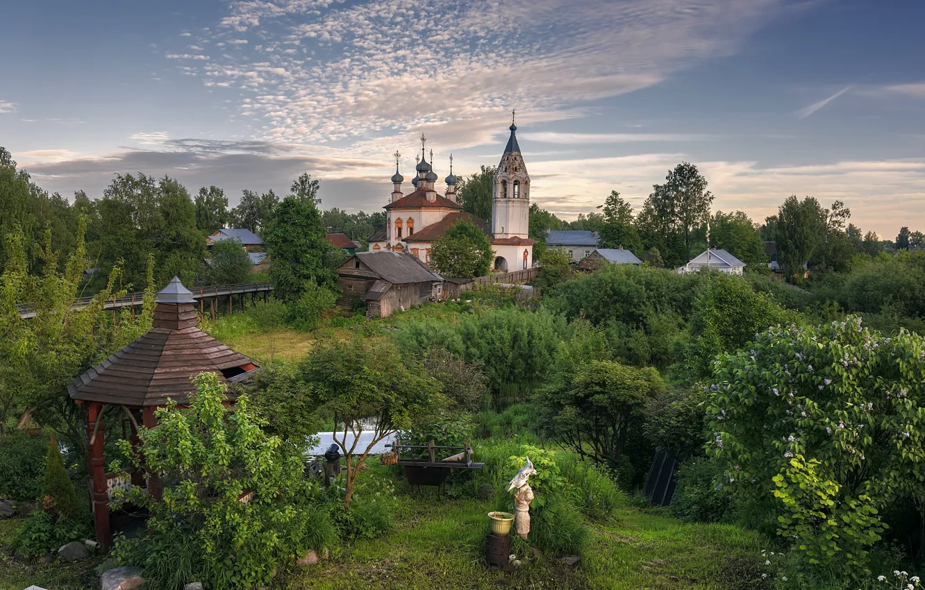 Photo wallpaper summer, the evening, Church, patio, Vologda oblast, Ustyuzhna