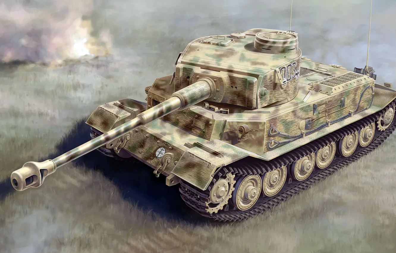 Photo wallpaper figure, art, Tiger P, German heavy tank, zKpfw VI, Porsche Type 101, Tiger Porsche, VK4501 …