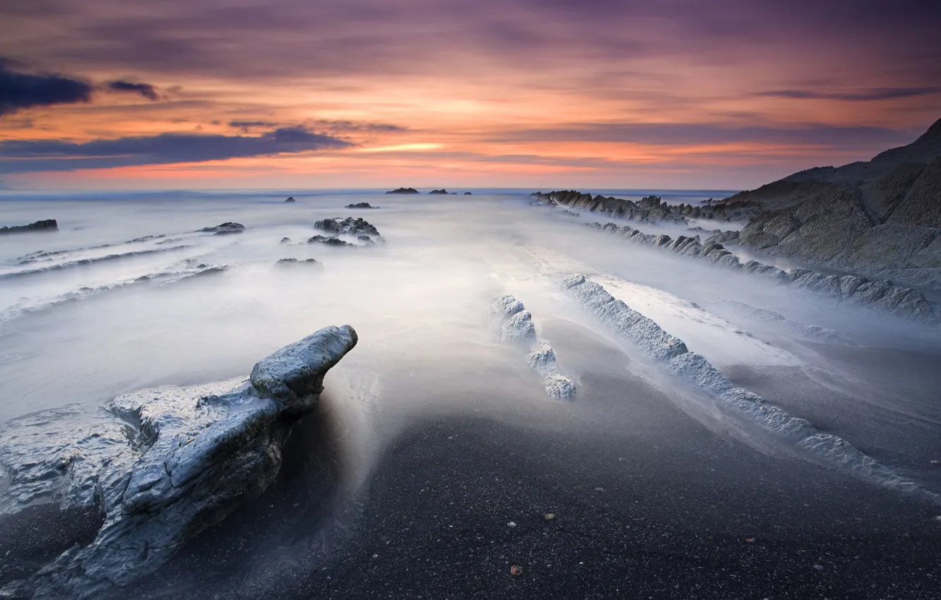 Photo wallpaper sea, the sky, stones, shore