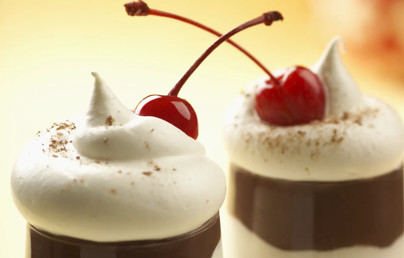 Photo wallpaper cherry, chocolate, milk, cocktail, drink, cream, cherry, drink
