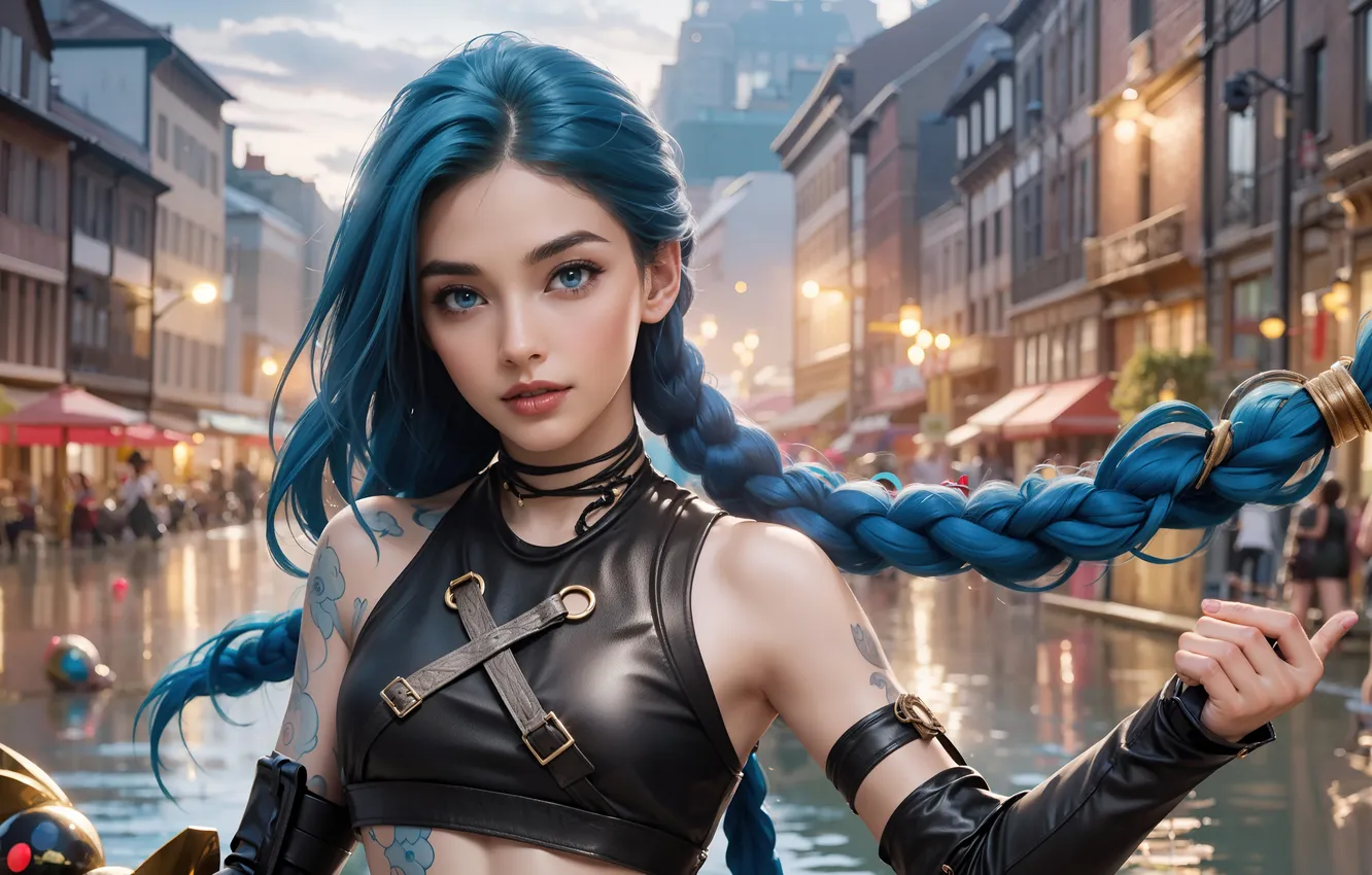 Photo wallpaper games, League of Legends, Jinx, AI Art