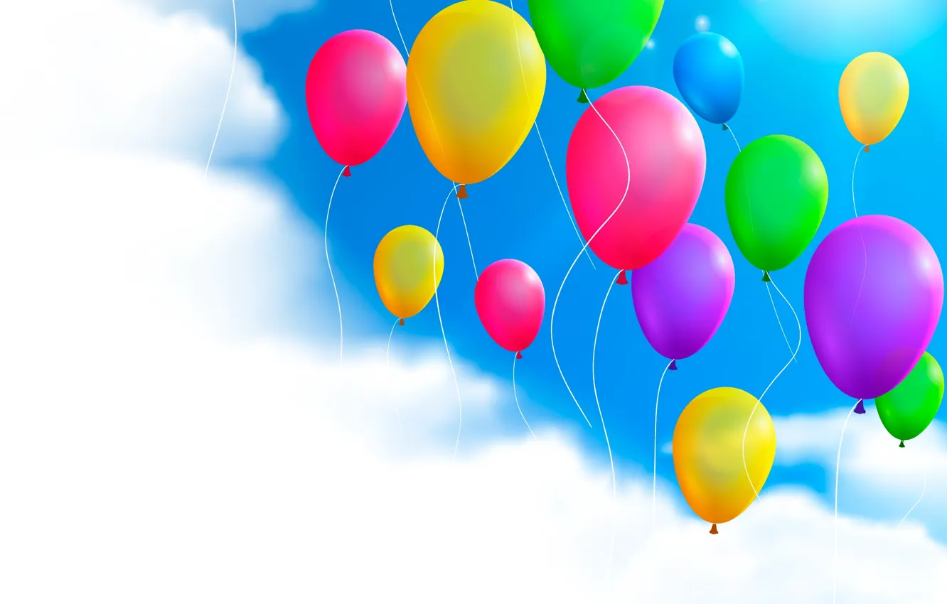 Photo wallpaper the sky, clouds, balls, colorful