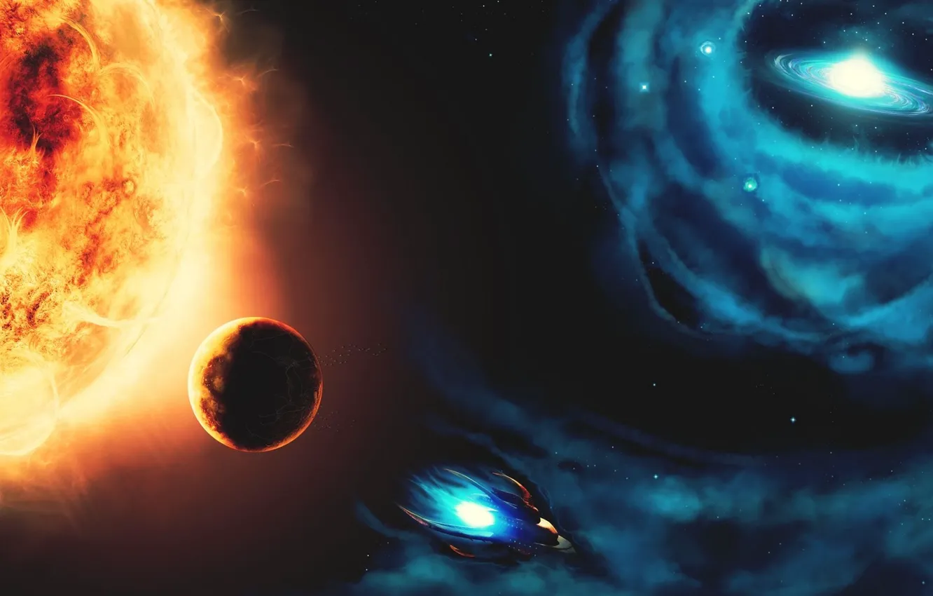 Photo wallpaper stars, the universe, ship