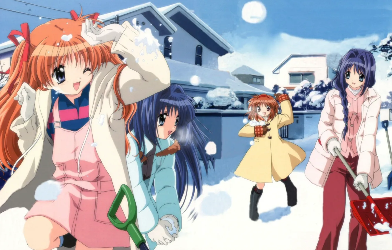 Photo wallpaper winter, snow, girls, the game, anime, art, Canon