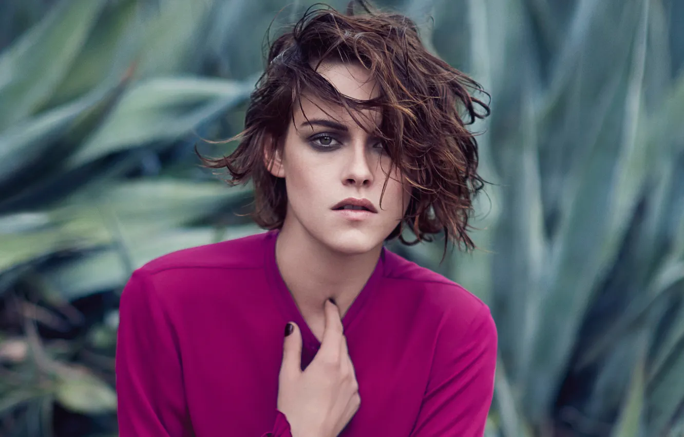 Photo wallpaper model, portrait, makeup, actress, brunette, hairstyle, blouse, Kristen Stewart