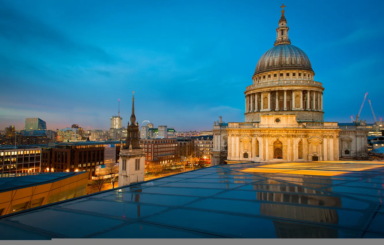 Photo wallpaper roof, the sky, lights, home, the evening, the dome, spire