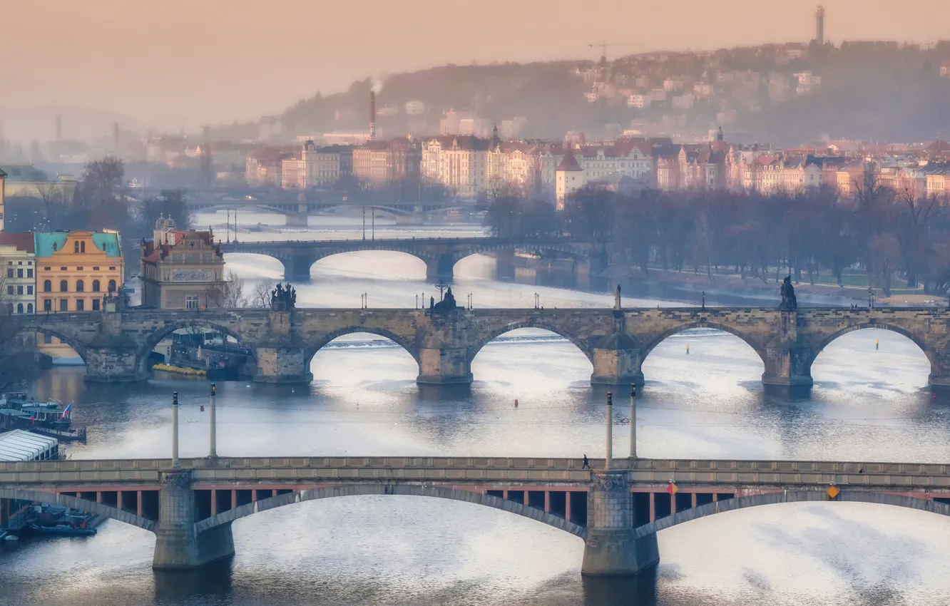 Photo wallpaper Prague, Czech Republic, Bridges of Prague