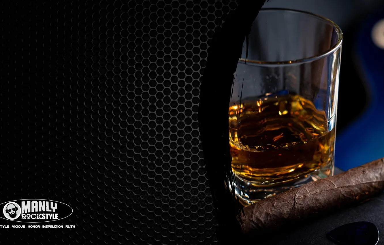 Photo wallpaper whiskey, drink, cigar