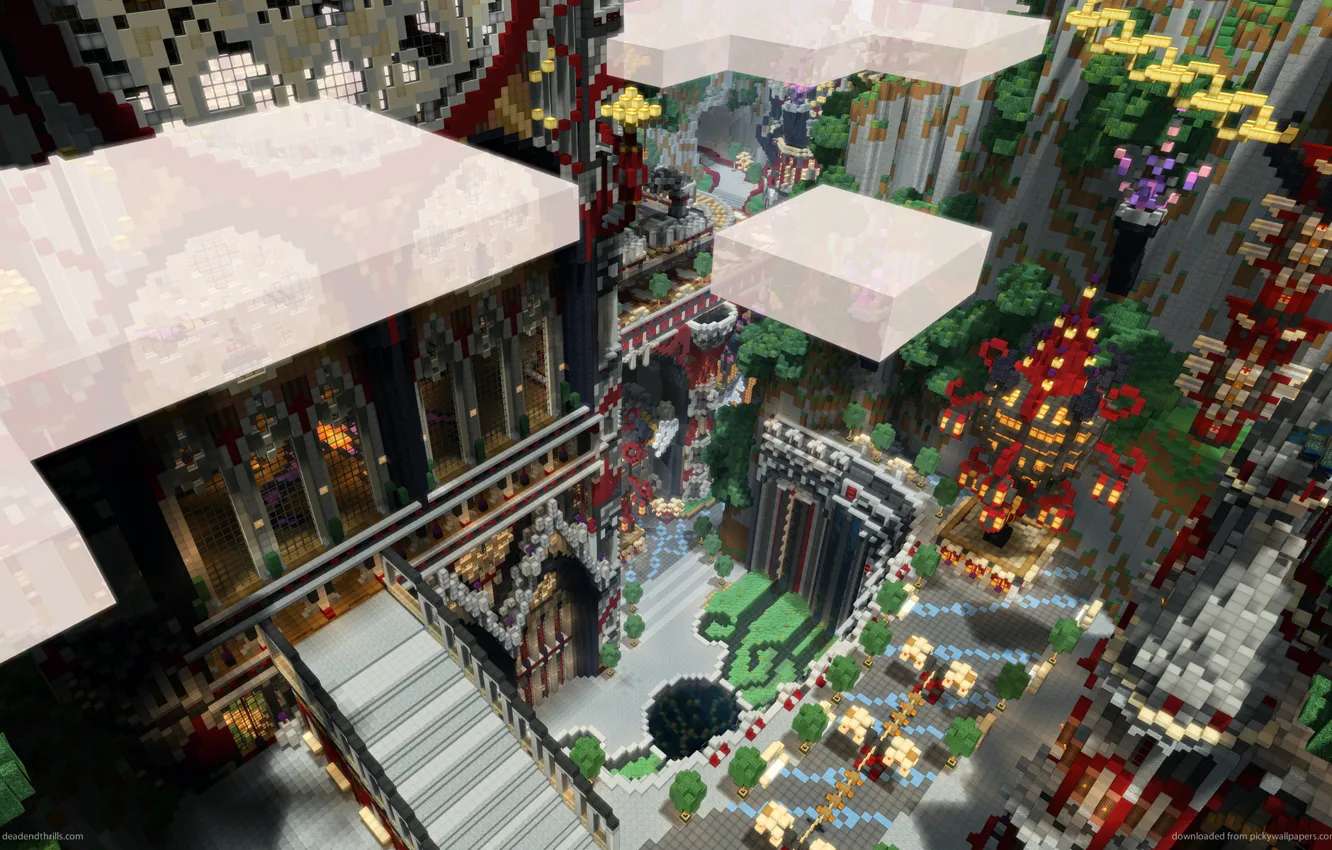 Photo wallpaper clouds, blocks, Palace, minecraft, Hollow Grove