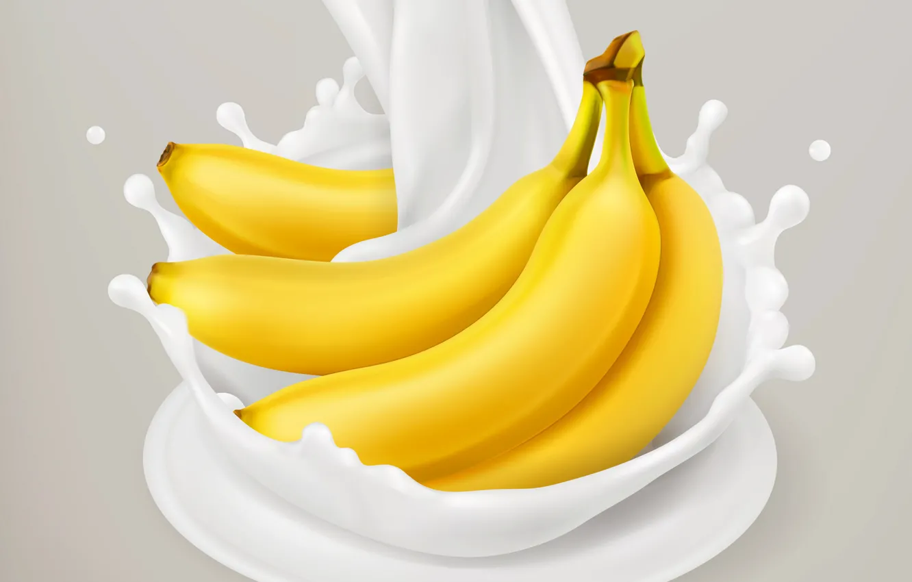 Photo wallpaper background, milk, bananas